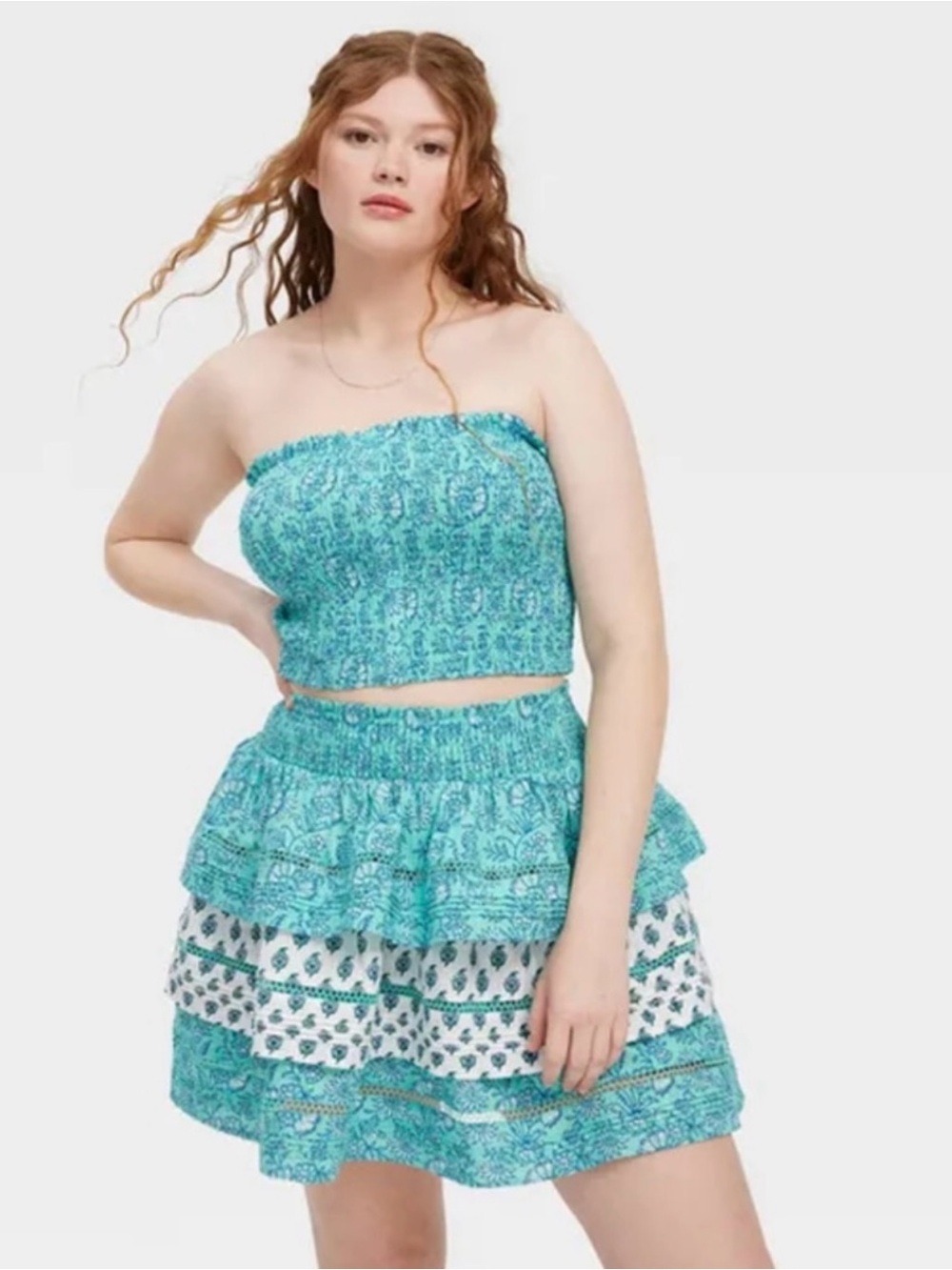 Roller Rabbit x Target Women's Garden Floral Smocked Peplum Tank Top & Skirt M